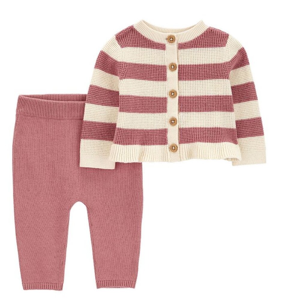 2-piece striped cardigan and pants set - Newborn
